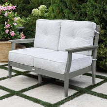 highwood Lehigh Deep Seating Loveseat, with Sunbrella Cushions in Lively Parchment, Coastal Teak Frame