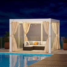 COSIEST 10'×10' Louvered Aluminum Pergola with Adjustable Roof, Netting & Curtains White