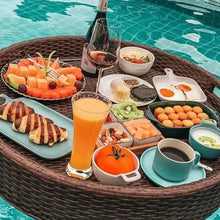 Round Floating Tray Drink Float Tray - Brown Woven Hot Tub Side Table for Drinks and Breakfast, Multipurpose Water Tray, 80 * 20Cm - Black.,Brown-60 * 20cm