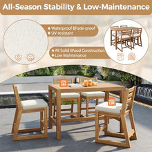 raxatek 5-Pc Rustic Patio Bar Set,52" Acacia Wood Table w/4 Chairs