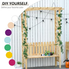Wooden Garden Arbor with Bench and Fir Wood Frame for Growing Grapes, Vines, Flowers, Outdoor Decorative Seating Bench with Two-Side Trellis for Backyard, Garden