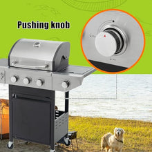 3-Burner Propane Gas Grill with Side Burner, Stainless Steel Outdoor Barbecue Grill with Wheels, Storage Cabinet, Temperature Gauge, for Patio Backyard Camping