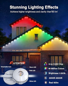 Lumary Permanent Outdoor Lights Max, 105FT with 80 LED Eave Lights 4800LM