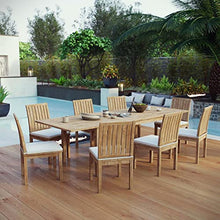 Modway Marina 9 Piece Outdoor Patio Teak Dining Set Natural White