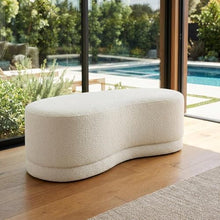Outdoor Escape Beige Upholstered Ottoman Bench for Outdoor Living, Modern Design, Sturdy Construction, Comfortable Seat, Versatile Use, Durable Fabric