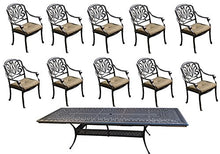 Sunvuepatio 11 Piece Patio Dining Set Cast Aluminum Outdoor Furniture Rectangular Extendable Table Desert Bronze