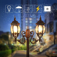 iumLeap Led Outdoor Post Light with Two-Head, Ip56 Waterproof Aluminum Path Pillar Lamp Fence Exterior Pillar Post Light,E27 Base 60W Max,Outdoor Garden Lighting(One Color-Height 215cm)