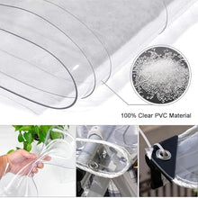 WQPMRMG Outdoor Waterproof Clear Tarp Curtains with Zip Door - Transparent PVC Side Panels for Gazebo & Pergola, 5x2.8m, Heavy-Duty Plastic Tarpaulin for Patio Protection
