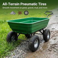 Garden Dump Cart 75l 350kg Heavy Duty Garden Cart Wagon, 4 Wheel Wheelbarrow with Pneumatic Tires, Utility Yard Dump Wagon for Lawn Garden Farm Use