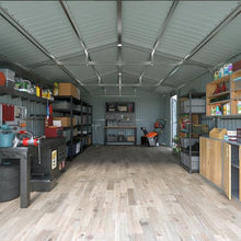 10 x 20 FT Large Metal Storage Shed Garage, Heavy Duty Galvanized Steel Outdoor Storage Building with Double Doors & Side Door, Ventilated Sloped Roof Shed for Car, Truck, Equipment & Garden Tools