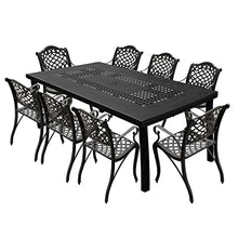 Oakland Living Modern Outdoor Mesh Lattice Aluminum Dining Set with Eight Arm Chairs Black