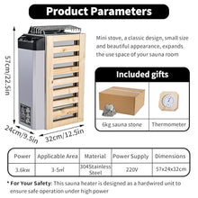 LADECNERHT Home Sauna,Sauna Heater 3.6kw 30 to 70 °c Overheating Protection Thermostat Sauna Heater Electric Sauna Stove Wet&Dry, Comes with a Box of Sauna Stones and Thermometer