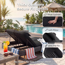 NICESOUL Double Chaise Lounge Outdoor, 51.2" Wide 2-Person Daybed with Independent Recline, Loveseat with 4" Thick Cushions, Heavy Duty All-Weather Wicker Sunbed for Patio Poolside Garden