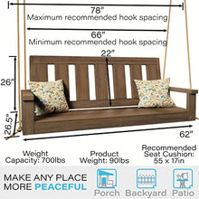 Porchgate Amish Heavy Duty 700 Lb Ardmore Porch Swing W/Ropes (5 Foot, Warm Walnut Stain)