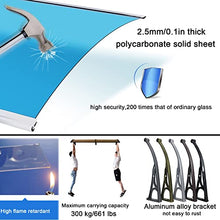 Outdoor Polycarbonate Cover for Windows and Doors - Black Aluminium Awning - UV/Rain/Snow/Sun Protection (32"x181")