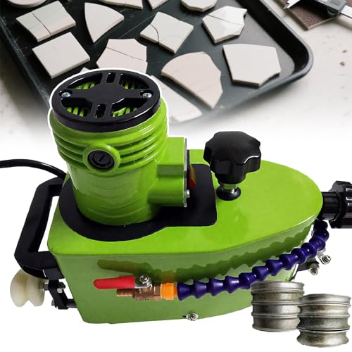 Portable Glass Edging Grinding Machine/Power Edgers,8000r/Min Straight Round Bevel Electric Edge Trimmer Grinder 800w- for Glass, Stone, Ceramics-with 8 Diamond Wheels Green