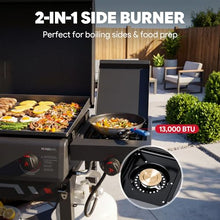 Feasto 28-Inch 3 Burner Propane Flat Top Grill with Hood and Side Burner