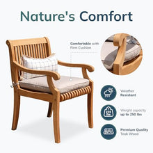 Cambridge Casual Mosko 3-Piece Teak Wood Outdoor Patio Bistro Chat Set for 2, Side Table and 2 Patio Chairs for Garden, Backyard and Poolside, Beige Cushion/Teak Wood