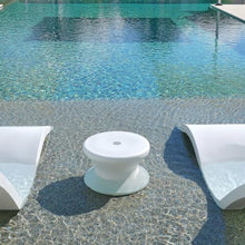 Ledge Lounger in-Pool Side Table with 2” Umbrella Hole - White Tanning Ledge Furniture for in-Water Use up to 10” Deep - UV20 Rated Resin, No-Rust Pool Deck Furniture for Baja Shelves & Sun Shelves