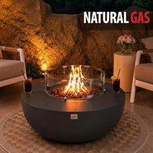 AMS 44" Round Concrete Natural Gas Fire Pit Bowl Table (Dark Gray)