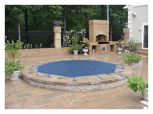 WAHHWF 8 10 12 14 15 18 21 24 28 30 32 Foot Round Pool Safety Cover, Heavy Duty Winter Inground Swimming Pools Covers Blue with Brass Anchors Hook, Springs and Tool Kit, Custom Size(32 Foot)