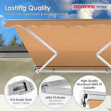 ADVANING MA0806-A100H2 Luxury Series, Premium Quality Retractable Patio Awning, 100% Solution Dyed European Acrylic Fabric Easy UV Sunshade with Manual Hand Crank, 8' x 6', Khaki