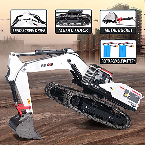 HuiNa RC Excavator 1:14 Metal Remote Control Digger White