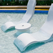 Ledge Lounger in-Pool Side Table with 2” Umbrella Hole - White Tanning Ledge Furniture for in-Water Use up to 10” Deep - UV20 Rated Resin, No-Rust Pool Deck Furniture for Baja Shelves & Sun Shelves