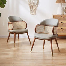 vnrutkou Dining Chairs Set of 4,Set mid-Century Rattan Modern Dining Room with Wooden Legs and Cushions for Living Room Outdoor Lounge Kitchen Dining Room