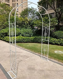 Rose Arch Arbors Durable Metal Trellis Plants Support for Outdoor Garden Pergola Climbing Plants Wedding Arch with Base Black/White, 3 x 2.4 x 0.4 m, Friendly32