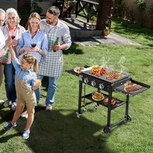 Foldable 3-Burner Flat Top Gas Griddle, 45,000 Btu Portable Outdoor Griddle Station with Side Shelves and Wheels, Propane Camping Griddle for Outdoor Kitchen Backyard Travel Rv