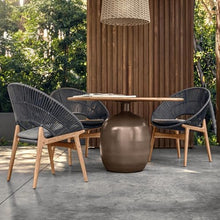 TBJEN Tables and Chairs, Solid Teak Wood Outdoor Patio Open-air Balcony Leisure Garden Trendy Creative Rattan Chairs(5)