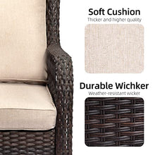 TrailBlaze 3-Piece Outdoor Patio Bistro Set – Wicker Swivel Rocking Chairs, Cushions, Tempered Glass Side Table – 360° Rattan Glider Conversation Furniture for Backyard, Balcony – Color: Apricot