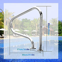 Pool Handrails Stainless Steel Pool Hand Rail, 3-Bend Swimming Pool Safety Handrails for Inground Pool Entry, Easy Mount Hand Grab Rail with Base