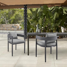 Armen Living Menorca 19" Aluminum Outdoor Dining Chair in Gray (Set of 2)