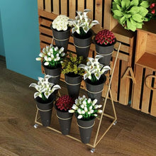 Flower Display stand s with Flower Buckets, Movable Plant Cart Shelf Cut Flowers Container Shelf, Metal Mobile Florist Bouquet stand for Flower Shop, Wrought Ir（Black Frame White Bucket-100×50×110cm）