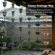 WDJBPSH Retro Copper Rainwater Diverter, 16 13 11 9 6 5 ft Long Decorative Eaves rain Chain for Outdoor Garden Gutter Downspout, Lotus Shape(Style B,3m/9.8ft)