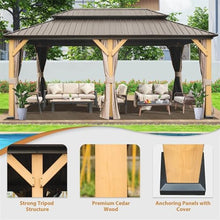 Sturdy Cedar Wood Frame Gazebo with Rustic Appearance for Lawn Events and Backyard Parties, Large Outdoor Shade Shelter with Customizable Paintable Surface for BBQ and Weddings (12'X20')