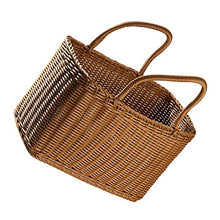 Picnic Baskets Basket Woven Wicker Storage Baskets Bag Picnic Rattan Flower Beach with Handle Straw Market Fruit Tote for Hand Shopping，