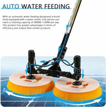Electric Solar Panel Cleaning Kit, 7.5m Adjustable Telescopic Pole, 65cm Dual Head Brush for Solar Arrays/Roofs/Windows, Includes Water Hose & Power Cord