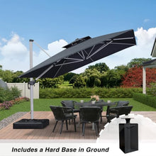 OROTLECT 132'' Square Cantilever Umbrella With Crank Lift Counter Weights With Base In Ground,Gray
