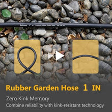 Guitrees 100FT ×1 inch Heavy Duty Rubber Garden Hose - 200psi Working, 1000psi Burst - Hot/Cold Water - Five-Layered Braiding for Durability - Versatile for Gardening, Agriculture, Construction(Black)