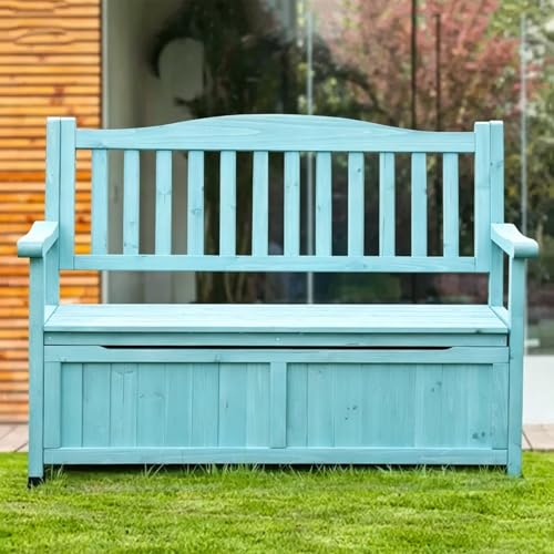 Laohucai Outdoor Storage Bench, 48.8" Solid Wood Patio Park Garden Bench, All-Weather Patio Benches for Porch, Backyard and Park(C)
