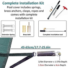 LZMZMQ Pool Cover Elastic/Loop Lock Covers Retractable, Diameter 1 1.5 2 2.5 3 3.5 4 4.5 5 5.5 6 6.5 7 M Round Inground Pool Safe Cover with Brass Accessories & Tool, Green Solid(7.9m/26ft)