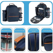 WJJDLLNP 4 Persons Picnic Backpack With Refrigerated Compartment Detachable Bottle Portable Camping Tableware Bag