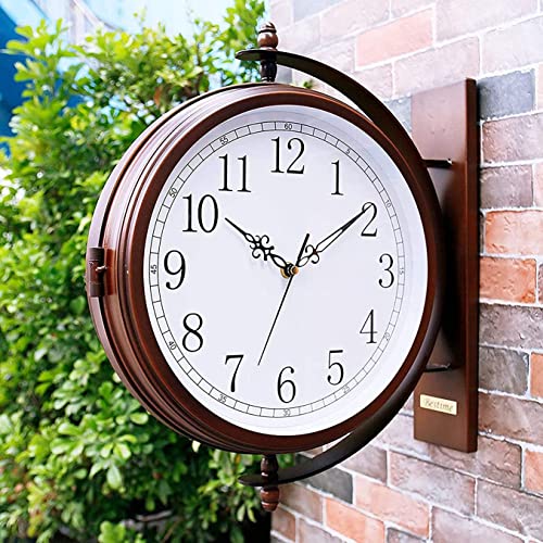 Outdoor Garden Wall Clock Wall Hanging Simple Metal Report Punctually for Garden Home Décor Wall Decoration