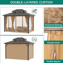 GAOMON 10'x12' Hardtop Gazebo Brown