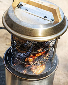 Snow Peak Smokemeister - Stainless Steel with Wood Handle Compact Smoker - 8.5 x 8.5 x 18.5 in