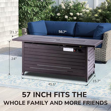 Hexago 57" Propane Fire Pit Table, 50,000 BTU Outdoor Gas Fire Pit, 2-in-1 Rectangular Firepit with Lid, ETL Certified for Garden, Backyard, Patio Gatherings, Mocha
