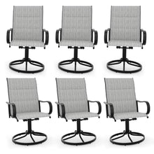 Garvee Patio Swivel Chair Set of 6 Outdoor Dining Chair Padded Mesh Grey